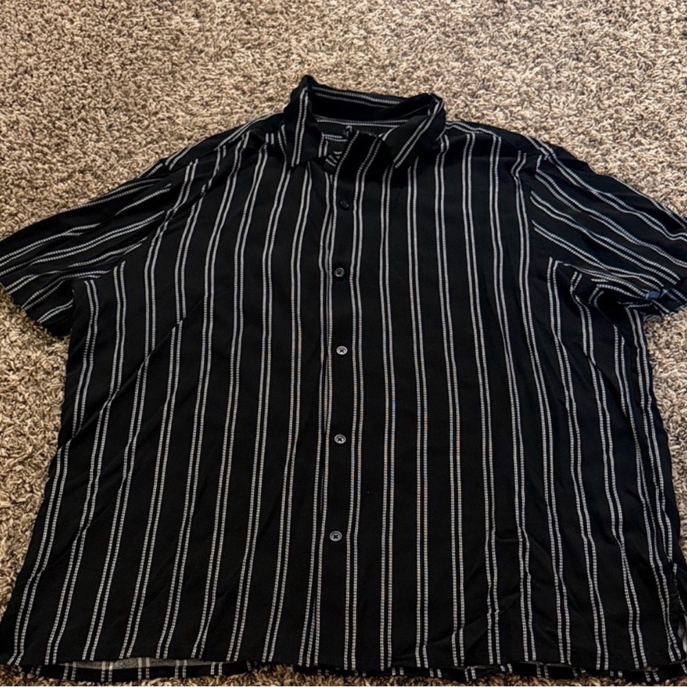 Express Black and White Striped Men's Shirt